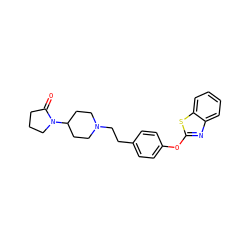 O=C1CCCN1C1CCN(CCc2ccc(Oc3nc4ccccc4s3)cc2)CC1 ZINC000038346899