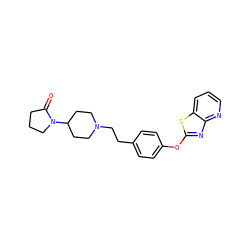 O=C1CCCN1C1CCN(CCc2ccc(Oc3nc4ncccc4s3)cc2)CC1 ZINC000095560316