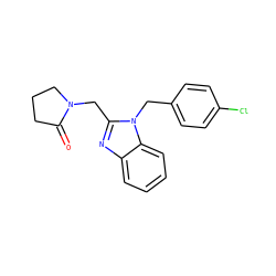 O=C1CCCN1Cc1nc2ccccc2n1Cc1ccc(Cl)cc1 ZINC000196885376