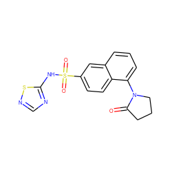 O=C1CCCN1c1cccc2cc(S(=O)(=O)Nc3ncns3)ccc12 ZINC000206154480