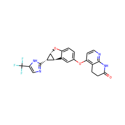 O=C1CCc2c(Oc3ccc4c(c3)[C@@H]3[C@@H](O4)[C@H]3c3ncc(C(F)(F)F)[nH]3)ccnc2N1 ZINC000207795831