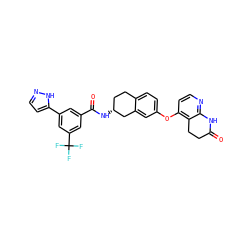 O=C1CCc2c(Oc3ccc4c(c3)C[C@H](NC(=O)c3cc(-c5ccn[nH]5)cc(C(F)(F)F)c3)CC4)ccnc2N1 ZINC000205129655