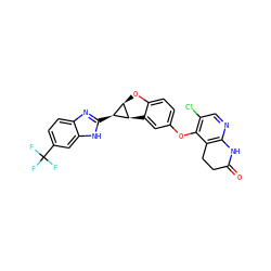 O=C1CCc2c(ncc(Cl)c2Oc2ccc3c(c2)[C@@H]2[C@H](O3)[C@@H]2c2nc3ccc(C(F)(F)F)cc3[nH]2)N1 ZINC000207814989