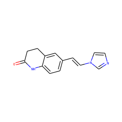 O=C1CCc2cc(/C=C/n3ccnc3)ccc2N1 ZINC000000595907