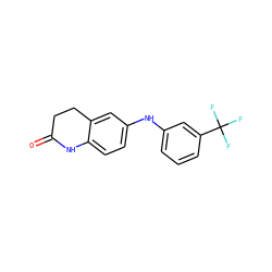 O=C1CCc2cc(Nc3cccc(C(F)(F)F)c3)ccc2N1 ZINC000169353093