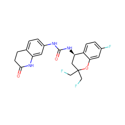 O=C1CCc2ccc(NC(=O)N[C@@H]3CC(CF)(CF)Oc4cc(F)ccc43)cc2N1 ZINC000143375109