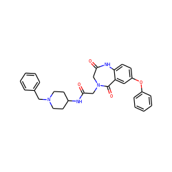 O=C1CN(CC(=O)NC2CCN(Cc3ccccc3)CC2)C(=O)c2cc(Oc3ccccc3)ccc2N1 ZINC000084604357
