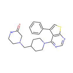 O=C1CN(CC2CCN(c3ncnc4scc(-c5ccccc5)c34)CC2)CCN1 ZINC000223005590