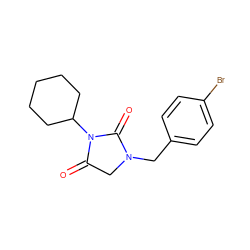 O=C1CN(Cc2ccc(Br)cc2)C(=O)N1C1CCCCC1 ZINC000653802229
