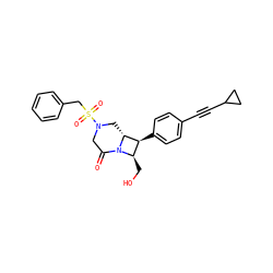 O=C1CN(S(=O)(=O)Cc2ccccc2)C[C@@H]2[C@@H](c3ccc(C#CC4CC4)cc3)[C@@H](CO)N12 ZINC000095602063