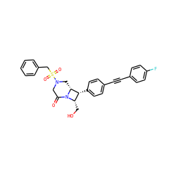 O=C1CN(S(=O)(=O)Cc2ccccc2)C[C@@H]2[C@H](c3ccc(C#Cc4ccc(F)cc4)cc3)[C@H](CO)N12 ZINC000095601592