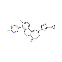 O=C1CN=C(n2cnc(C3CC3)c2)C=C2c3ccc(F)c(-c4cnc(F)nc4)c3CCN12 ZINC000149506465