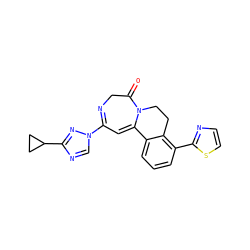O=C1CN=C(n2cnc(C3CC3)n2)C=C2c3cccc(-c4nccs4)c3CCN12 ZINC000149063725