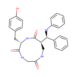 O=C1CNC(=O)[C@H](Cc2ccc(O)cc2)NC(=O)[C@@H]([C@@H](Nc2ccccc2)c2ccccc2)CN1 ZINC000064573779