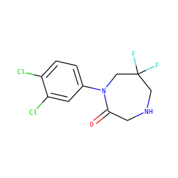 O=C1CNCC(F)(F)CN1c1ccc(Cl)c(Cl)c1 ZINC000205367817