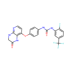 O=C1CNc2nccc(Oc3ccc(NC(=O)Nc4cc(C(F)(F)F)ccc4F)cc3)c2N1 ZINC000102047909