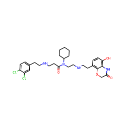 O=C1COc2c(CCNCCN(C(=O)CCNCCc3ccc(Cl)c(Cl)c3)C3CCCCC3)ccc(O)c2N1 ZINC000072316825