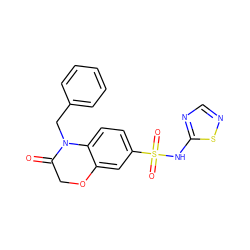O=C1COc2cc(S(=O)(=O)Nc3ncns3)ccc2N1Cc1ccccc1 ZINC001772635244