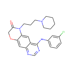 O=C1COc2cc3ncnc(Nc4cccc(Cl)c4)c3cc2N1CCCN1CCCCC1 ZINC000653742710