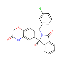 O=C1COc2ccc([C@]3(O)c4ccccc4C(=O)N3Cc3cccc(Cl)c3)cc2N1 ZINC000116257833
