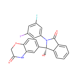 O=C1COc2ccc([C@]3(O)c4ccccc4C(=O)N3c3cc(F)cc(I)c3)cc2N1 ZINC000116254800