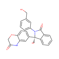 O=C1COc2ccc([C@]3(O)c4ccccc4C(=O)N3c3cccc(CO)c3)cc2N1 ZINC000116254267