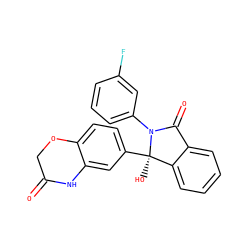 O=C1COc2ccc([C@]3(O)c4ccccc4C(=O)N3c3cccc(F)c3)cc2N1 ZINC000059203334