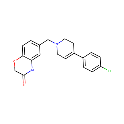 O=C1COc2ccc(CN3CC=C(c4ccc(Cl)cc4)CC3)cc2N1 ZINC000096274122