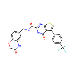 O=C1COc2ccc(CNC(=O)c3nc4scc(-c5ccc(C(F)(F)F)cc5)c4c(=O)[nH]3)cc2N1 ZINC001772580429