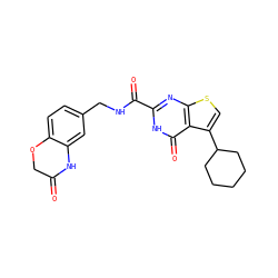 O=C1COc2ccc(CNC(=O)c3nc4scc(C5CCCCC5)c4c(=O)[nH]3)cc2N1 ZINC001772650746