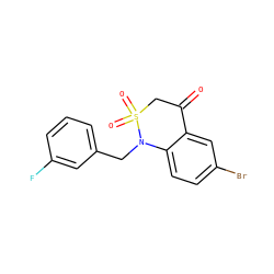 O=C1CS(=O)(=O)N(Cc2cccc(F)c2)c2ccc(Br)cc21 ZINC000036382972