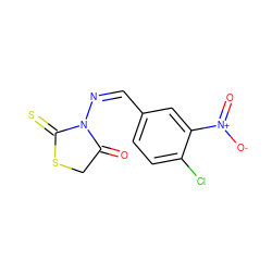 O=C1CSC(=S)N1/N=C\c1ccc(Cl)c([N+](=O)[O-])c1 ZINC000013099332