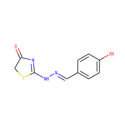 O=C1CSC(N/N=C/c2ccc(O)cc2)=N1 ZINC000016662214