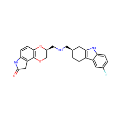O=C1Cc2c(ccc3c2OC[C@H](CNC[C@@H]2CCc4c([nH]c5ccc(F)cc45)C2)O3)N1 ZINC000045245325