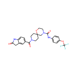 O=C1Cc2cc(C(=O)N3CCC4(CC3)CN(C(=O)Nc3ccc(OC(F)(F)F)cc3)CCO4)ccc2N1 ZINC000103230969