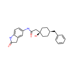 O=C1Cc2cc(NC(=O)C[C@]3(O)CC[C@@H](Cc4ccccc4)CC3)ccc2N1 ZINC001772655080