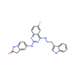O=C1Cc2cc(Nc3nc(NCCc4c[nH]c5ccccc45)c4cc(Cl)ccc4n3)ccc2N1 ZINC001772634094