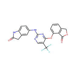 O=C1Cc2cc(Nc3ncc(C(F)(F)F)c(Oc4cccc5c4C(=O)OC5)n3)ccc2N1 ZINC000145967758