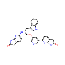 O=C1Cc2ccc(N[C@H](COc3cncc(-c4ccc5c(n4)NC(=O)C5)c3)Cc3c[nH]c4ccccc34)nc2N1 ZINC000034803947