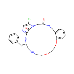 O=C1Cn2c(Cl)cnc(c2=O)N[C@@H](Cc2ccccc2)CNCCOCCOc2ccccc2CN1 ZINC000013537341