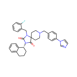O=C1N([C@@H]2CCCc3ccccc32)C(=O)C2(CCN(Cc3ccc(-n4ccnc4)cc3)CC2)N1Cc1ccccc1F ZINC000028704483