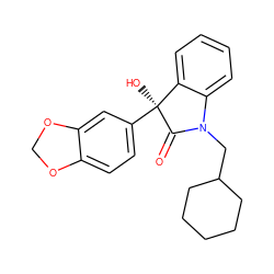 O=C1N(CC2CCCCC2)c2ccccc2[C@]1(O)c1ccc2c(c1)OCO2 ZINC000071334998
