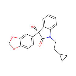 O=C1N(CCC2CC2)c2ccccc2[C@]1(O)c1ccc2c(c1)OCO2 ZINC000071334873