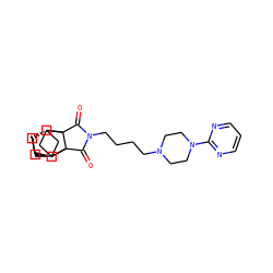 O=C1N(CCCCN2CCN(c3ncccn3)CC2)C(=O)C23[C@H]4CC[C@@H](C4)C12[C@H]1CC[C@H]3C1 ZINC000253975559