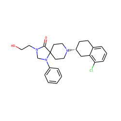 O=C1N(CCO)CN(c2ccccc2)C12CCN([C@@H]1CCc3cccc(Cl)c3C1)CC2 ZINC000013806872