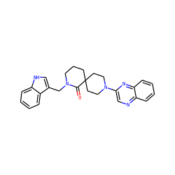 O=C1N(Cc2c[nH]c3ccccc23)CCCC12CCN(c1cnc3ccccc3n1)CC2 ZINC000096173039