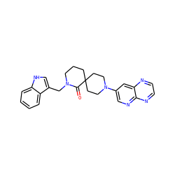 O=C1N(Cc2c[nH]c3ccccc23)CCCC12CCN(c1cnc3nccnc3c1)CC2 ZINC000096173184