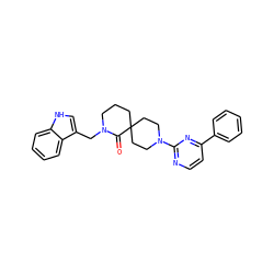 O=C1N(Cc2c[nH]c3ccccc23)CCCC12CCN(c1nccc(-c3ccccc3)n1)CC2 ZINC000096173192