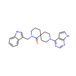 O=C1N(Cc2c[nH]c3ccccc23)CCCC12CCN(c1ncnc3[nH]ccc13)CC2 ZINC000117818069