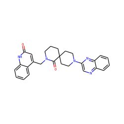O=C1N(Cc2cc(=O)[nH]c3ccccc23)CCCC12CCN(c1cnc3ccccc3n1)CC2 ZINC000096173134